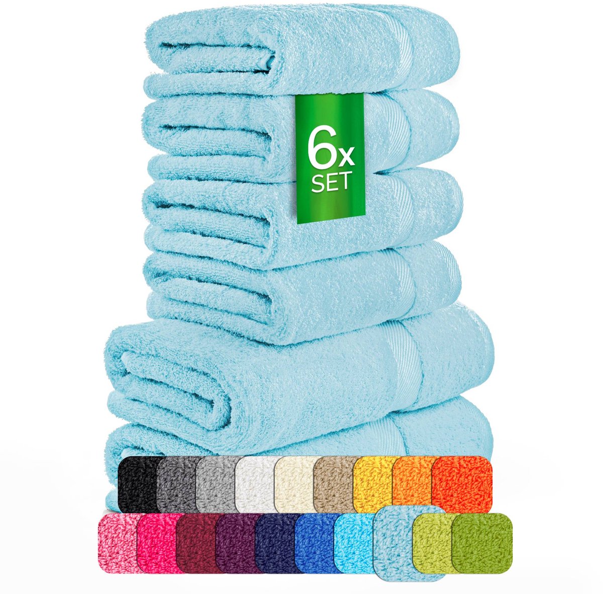etérea Carli handdoekenset 6-delig – lichtblauw – 100% katoen – 500 g/m² – OEKO-TEX Made in Green