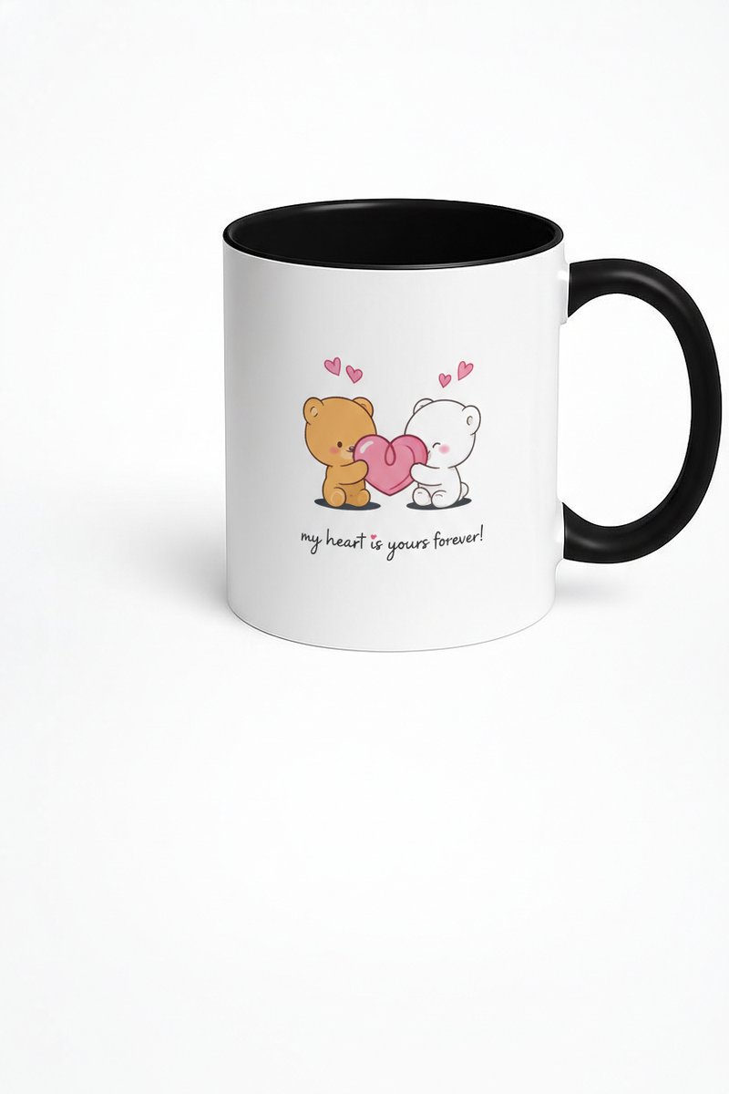 Liefdes Mok 'My Heart is Yours Forever' met Schattige Beren & Harten - Romantisch Cadeau