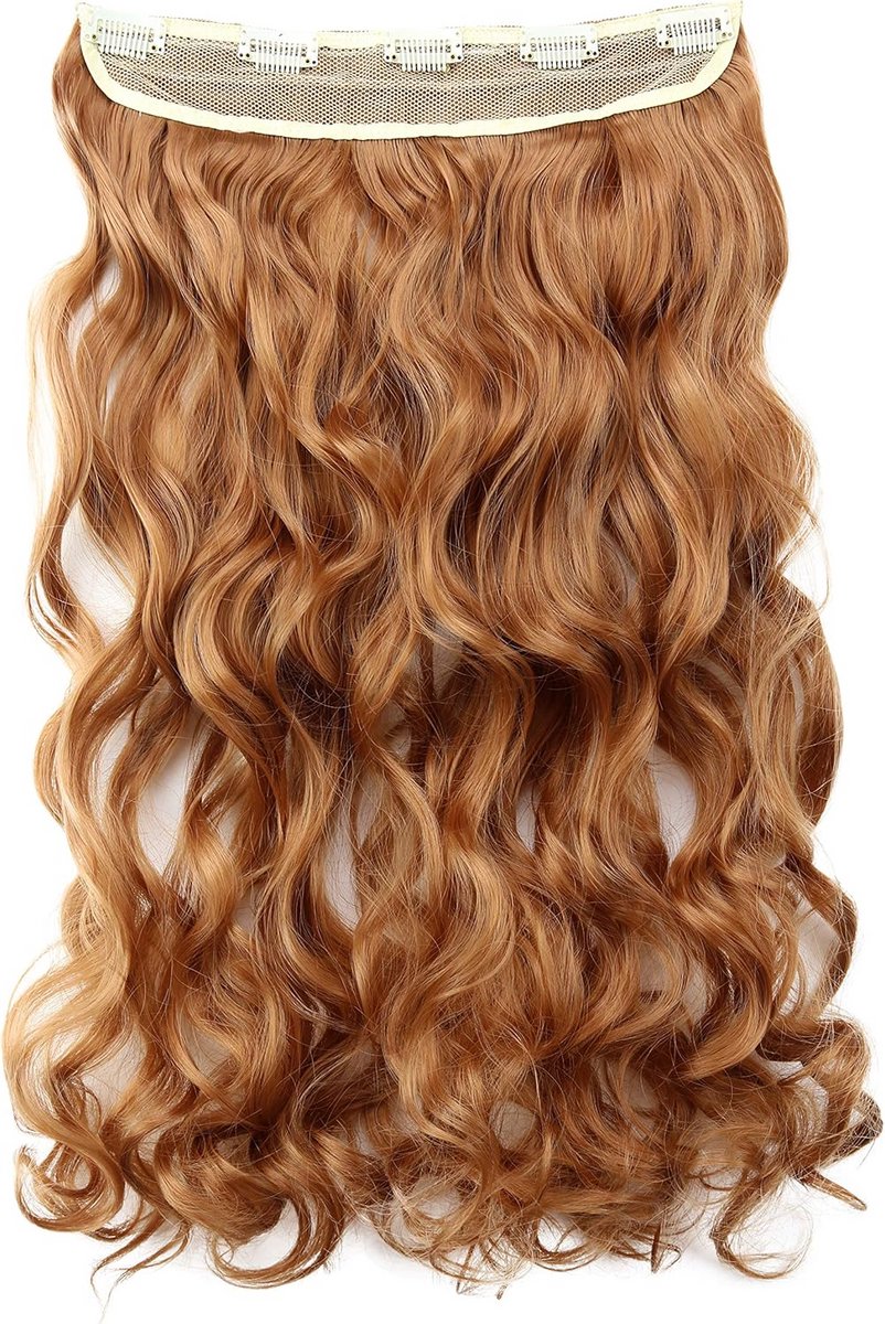 55cm Golvend Clip-In Haarverlenging Koperbruin Synthetisch