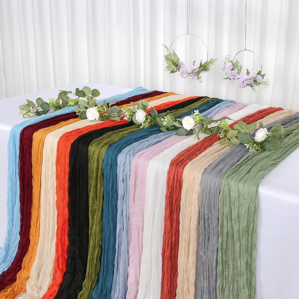 Lange Wasbare Tafelloper van Kaasdoek voor Feestelijke Decoratie