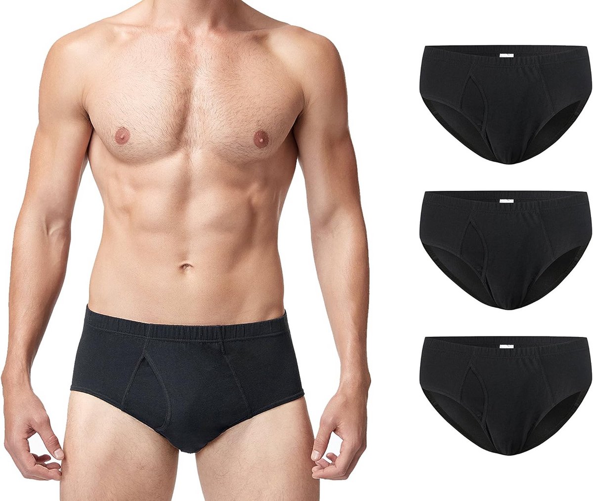 Herenslips 3-pack van Puur Katoen met Sleutelgat