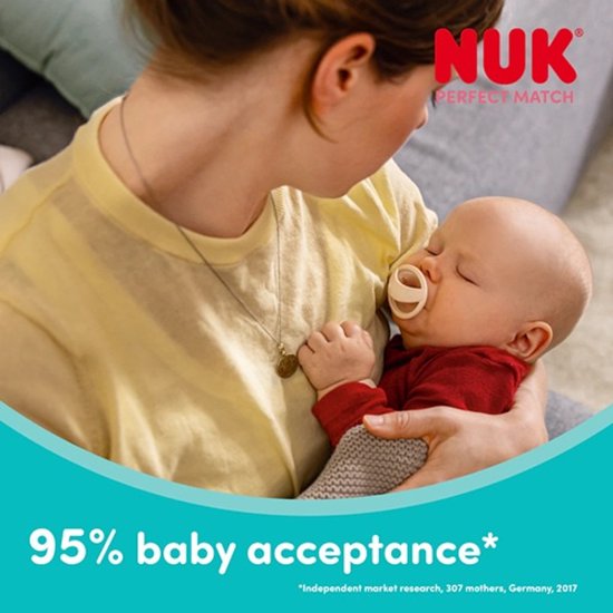 NUK Perfect Match Fopspeen 0–6 Maanden - NIEUW - Siliconen - 2 Stuks - Blauw & Mint Blauw — afbeelding 5