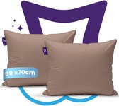 Slaapspeciaal eazydekbed Kussensloop - Essential Series - Bruin - 60x70 cm - Set van 2 - Zacht, Hypoallergeen, Ademend, Vochtregulerend, Dubbelgestikt & Onderhoudsvriendelijk