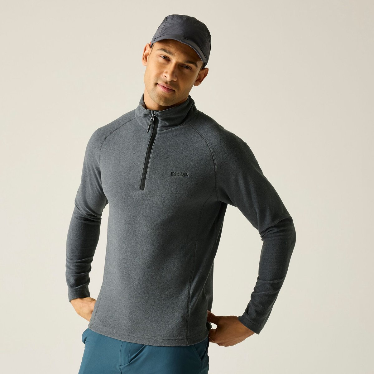 Montes Heren Lichtgewicht Fleece met Halve Rits voor Wandelen Grijs