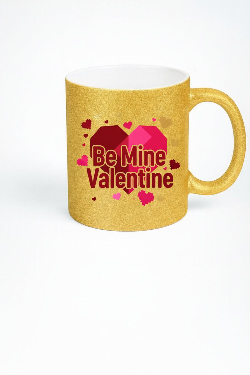 Gouden Glitter Valentijn Mok - Be Mine Valentine Romantisch Cadeau