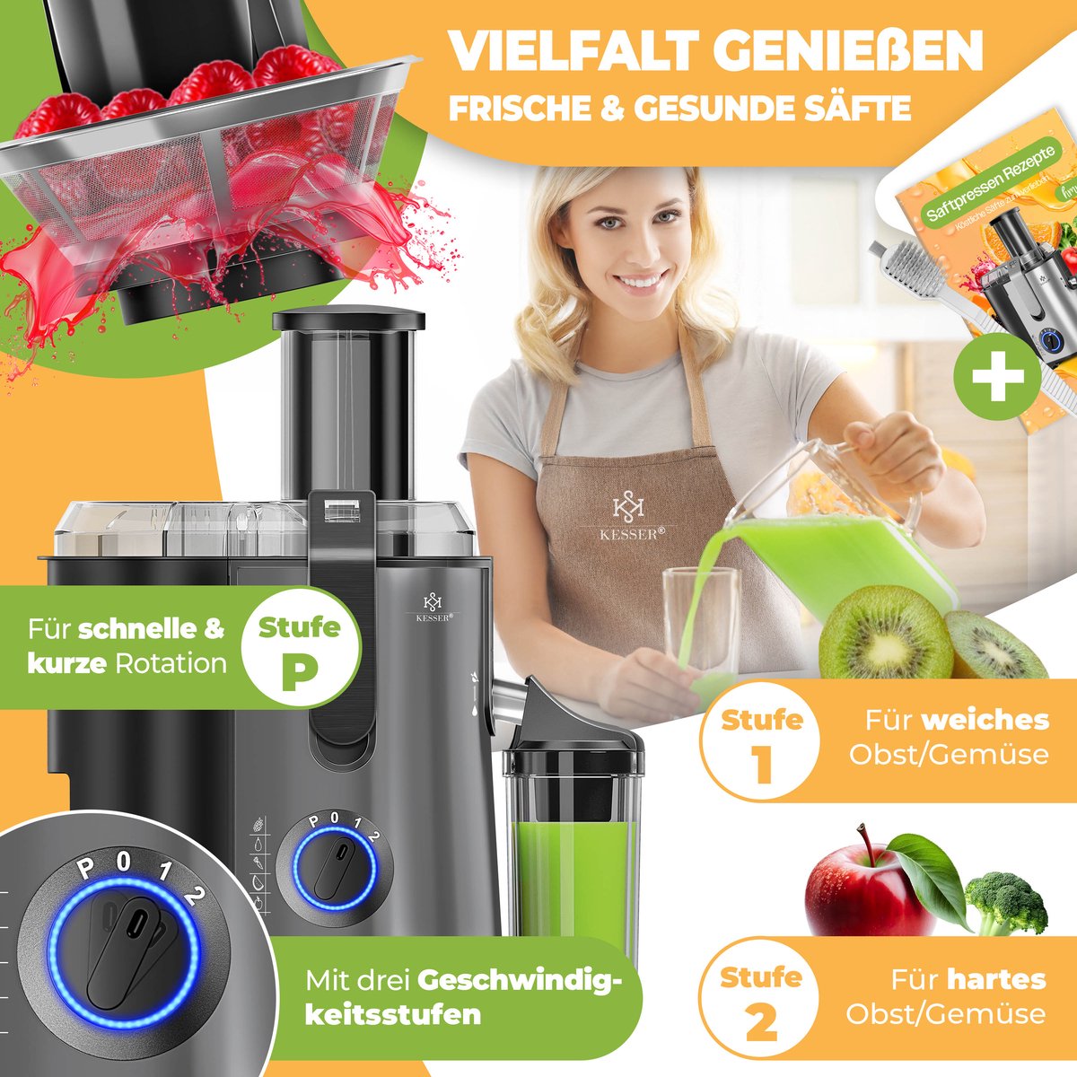 KESSER Slowjuicer - Sapcentrifuge 1100W thumbnail 2