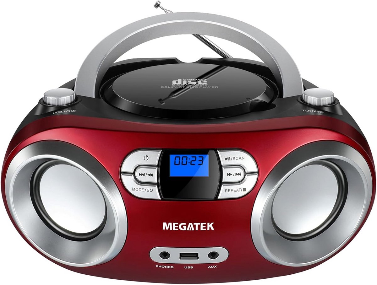 Draagbare CD-speler met Bluetooth, FM-radio, USB en AUX-ingang