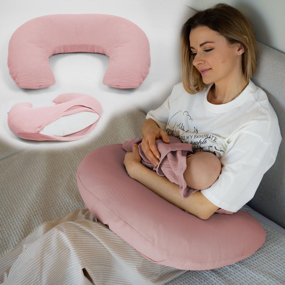 Ademend Voedingskussen van 100% Mousseline Katoen voor Baby's