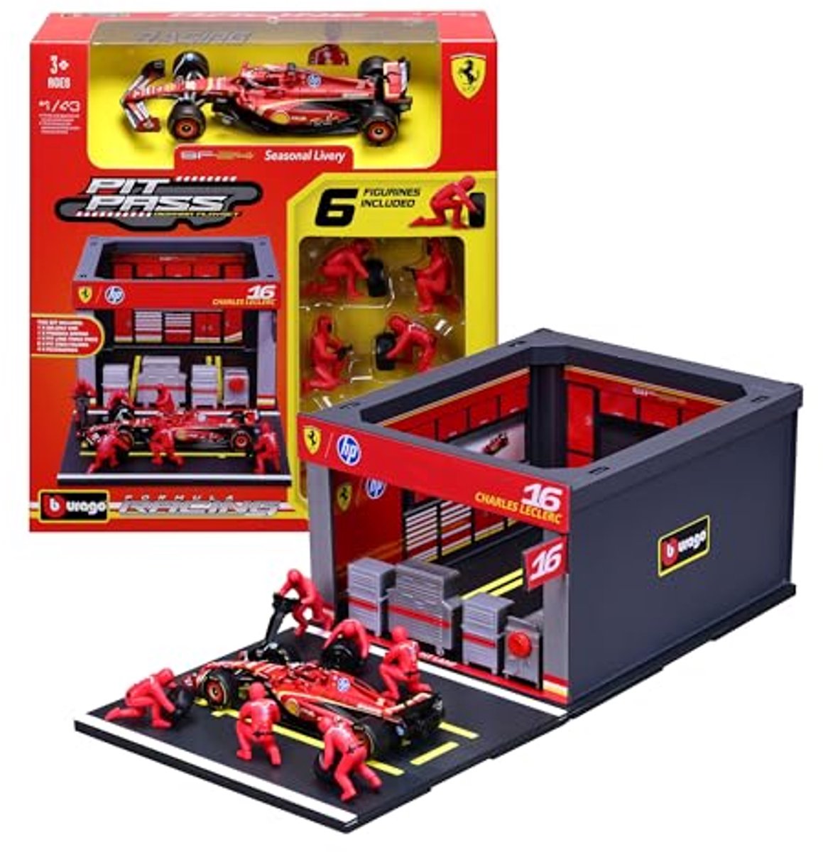 Burago Ferrari Pit Pass met Charles Leclerc - 1:43