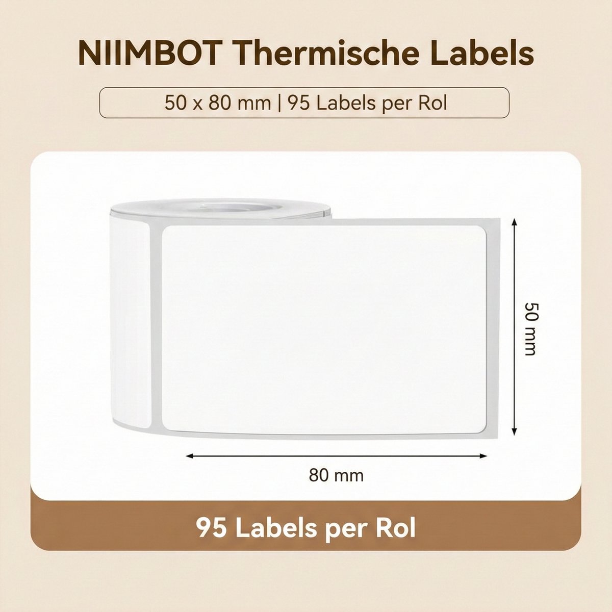 Niimbot Labels 50x80mm – 95 vellen wit voor K3/B1/B21/B3S thumbnail 2