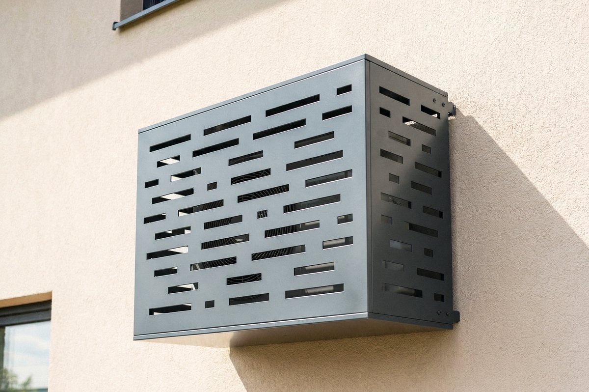 Casanoov Airco Ombouw Buiten Unit Amaro Sunny Antracietgrijs Staal Met Onderkant – Maat S - 90 x 20 x 84 cm