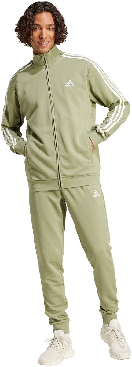 Adidas Sportswear Basic 3-Stripes French Terry Trainingspak Heren Groen