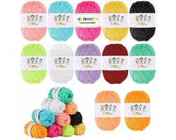 Chipa - Acrylgaren Set – 12 x 10 Gram – 12 Kleuren – Totaal 120 Gram – Haak- en Breigaren voor DIY & Amigurumi - Diverse Garen - Hobby & Handwerk - Naaien Accesoires - Bordure - Naaibenodigheden