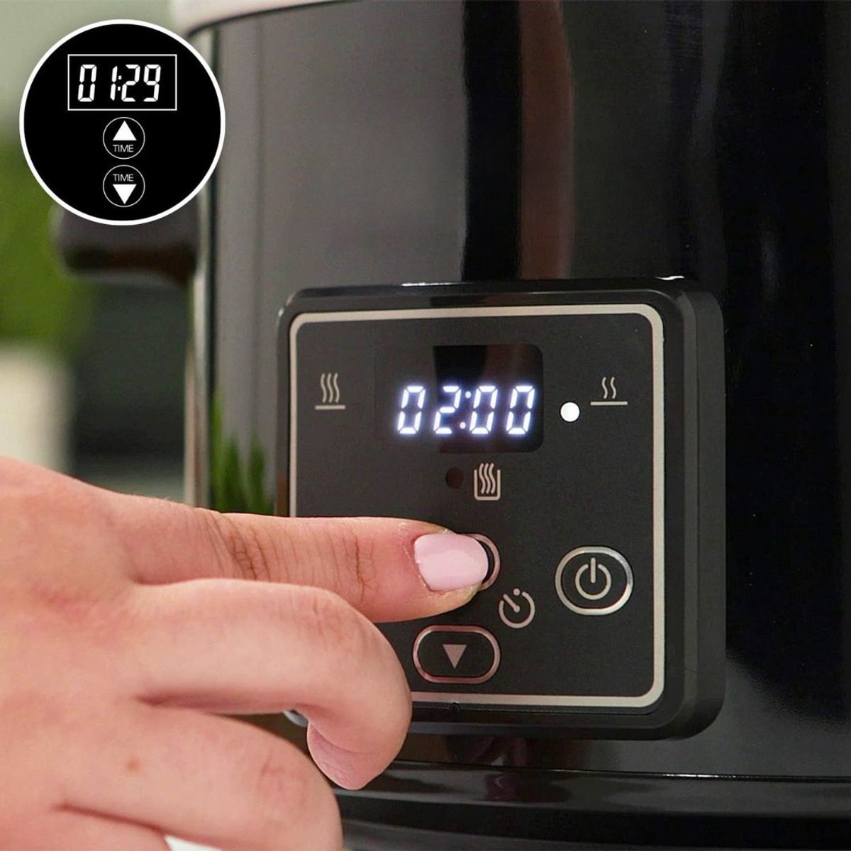 Slowcooker Met Timer - Slowcooker - Multicooker - Zwart - 28cm x 28cm x 21cm – foto 7