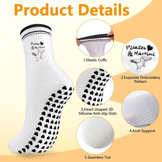 Anti-slip sokken voor pilates en yoga - Comfortabele en grip verbeterende sokken. — afbeelding 5