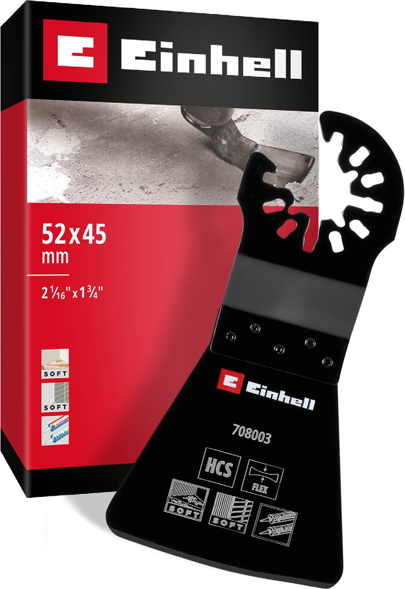 Einhell flexibele schraper 52 mm (duurzaam koolstofstaal, open achterkant voor snelwisselfunctie, geschikt voor multitools)