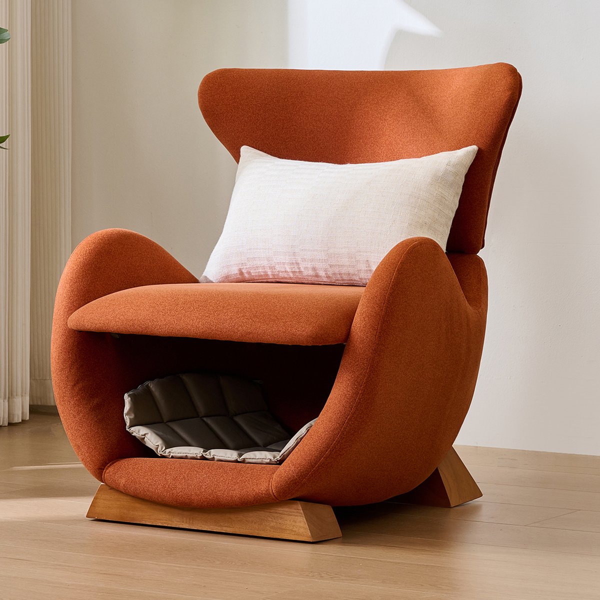 Eenpersoonsbank, Design Loungestoel in Walvishaai-design – Huisdiervriendelijke Loungestoel, Biedt Katten en Kleine Honden een Comfortabele plek om zich Terug te Trekken, Krasbestendige Stof, tv-stoel voor de Woonkamer, Rood