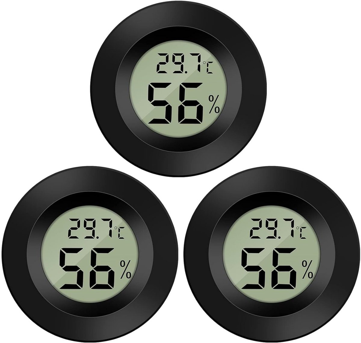 longziming -Digitale Mini Hygrometer Thermometer - Binnenruimten - Continue Meting Elke - 3 Stuk - Voor Wijnkelder En Babykamer