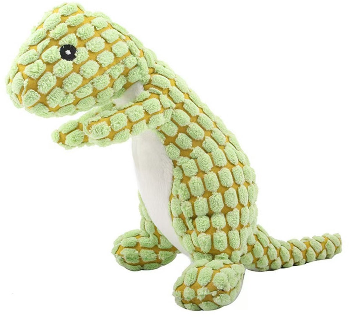Oneay T-Rex hondenspeelgoed met pieper – Pluche kauwspeelgoed van corduroy – Tandreinigend en duurzaam – Groen – 30 cm