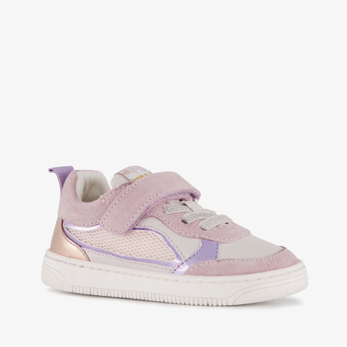 Braqeez leren meisjes sneakers roze paars - Maat 23