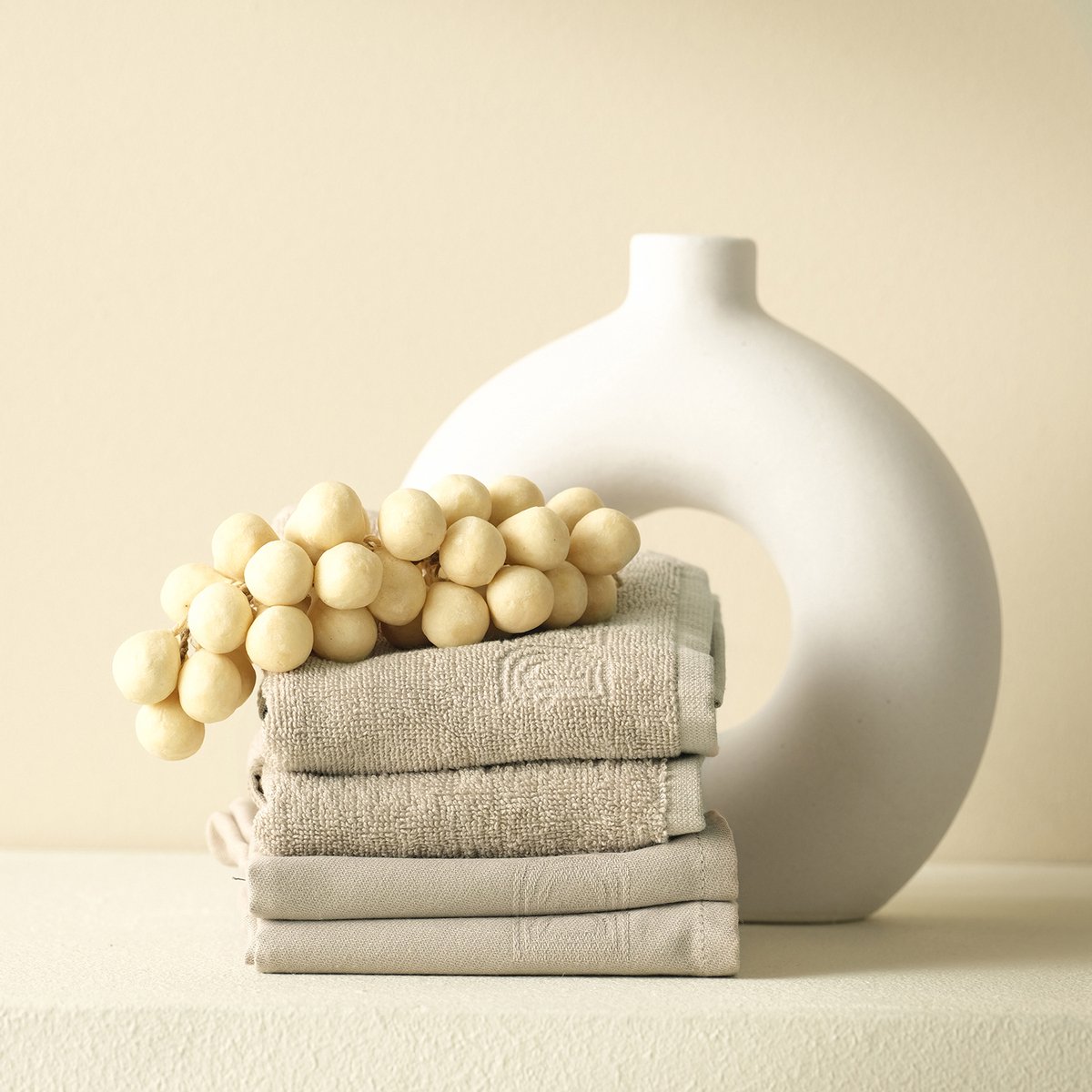 DDDDD - 6x Theedoek - Logo - 60x65 cm - Taupe - Set van 6 stuks