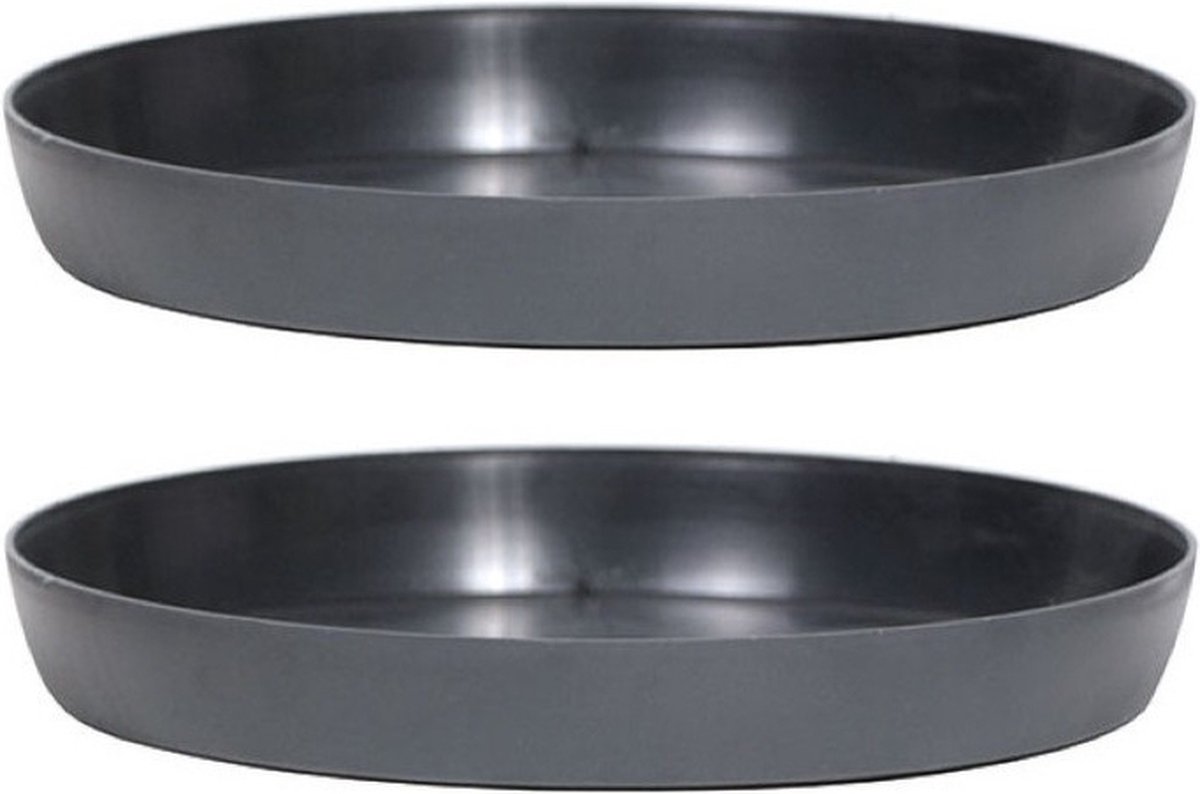 Prosperplast Opvangschaal/onderschaal voor bloempot/plantenpot - 3x - antraciet - rond - Dia 16 cm