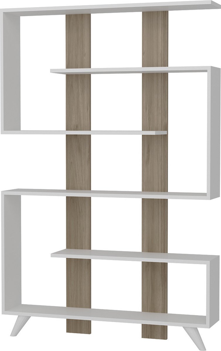 Skye Decor Stijlvolle Boekenkast - Walnoot & Wit - 120x162x20cm - Melamine Oppervlak