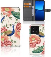 Telefoonhoesje met Pasjes geschikt voor Xiaomi 13 Pro Pink Peacock