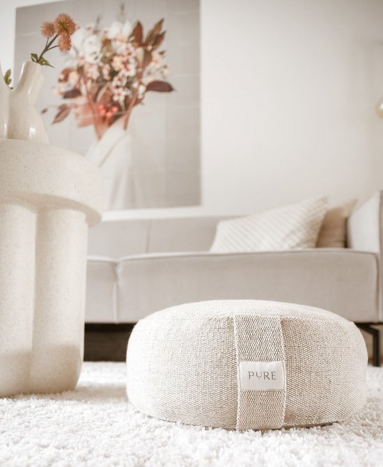 Meditatiekussen eco jute naturel rond - Pure | Yoga kussen