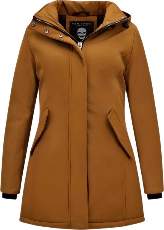 Lange Winterjas Dames met Capuchon - Winterjas Dames Gewatteerd - Dames Winterjas Parka - Slim Fit - 0681 - Bruine Jas