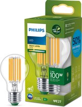 Philips Ultra Efficient LED lamp Transparant - 100 W - E27 - Warmwit licht