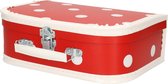 Knutsel koffertje rood polkadot 25 cm - Kinder knutsel artikelen.
