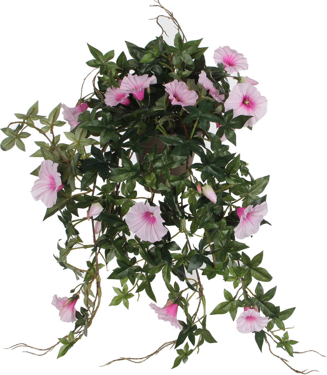 Mica Decorations petunia kunst hangplant in bloempot stan - l25 x b45 x h50 cm - roze