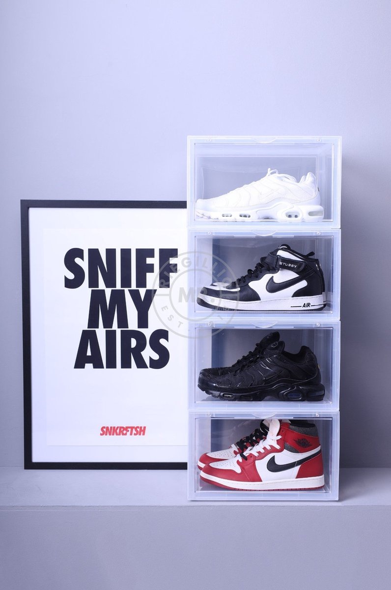 Sneaker Box - Transparant - Schoenenopberger - Stapelbaar - Transparant Sideways (met Deurtje en Magneetjes)