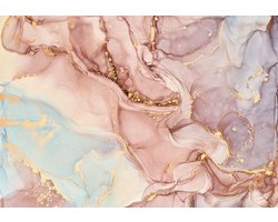 Fotobehang - Vinyl Behang - Luxe Roze en Gouden Marmer - Pastel - 104 x 70,5 cm