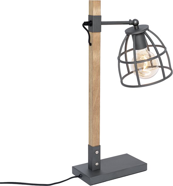 QAZQA - Modern Retro tafellamp zwart met brons - Milou | Woonkamer | Slaapkamer | Keuken - Metaal Rond - E14 Geschikt voor LED - Max. 1 x 40 Watt
