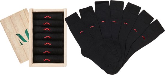M. Moustache heren special giftbox 7P sokken zwart