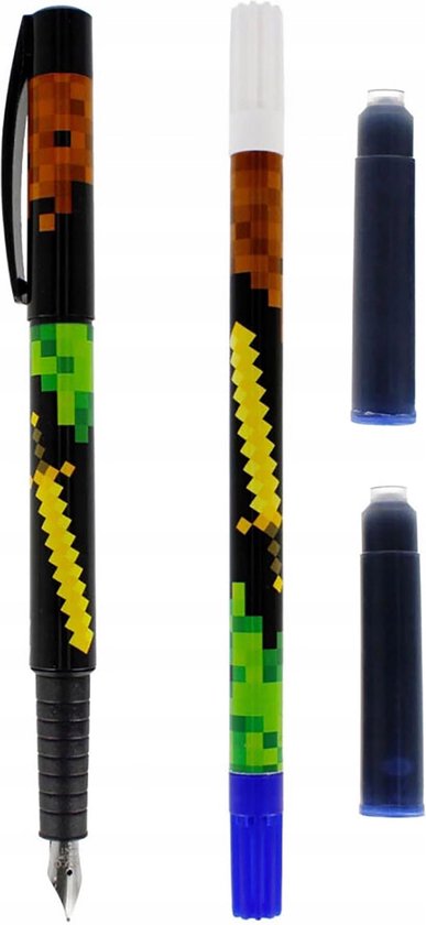 Pixel Game - Set de fournitures scolaires : trousse + stylo plume