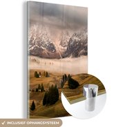 Peinture sur verre - Paysage - Berg - Neige - Arbres - Peinture sur verre - 120x180 cm - Décoration murale - Plaque de Verres - Photo sur verre