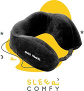 Sleep Comfy - Ergo Travel Serie - Nekkussen - Luxe Reiskussen - Neksteun - Traagschuim - Extreem comfortabel - Zwart - Memory Foam - Ergonomisch - Orthopedisch - Vliegtuig | Auto | Thuiswerken