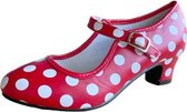 Spaanse schoenen rood wit maat 37 - binnenmaat 23,5 cm) bij jurk kleding kinderen stippen