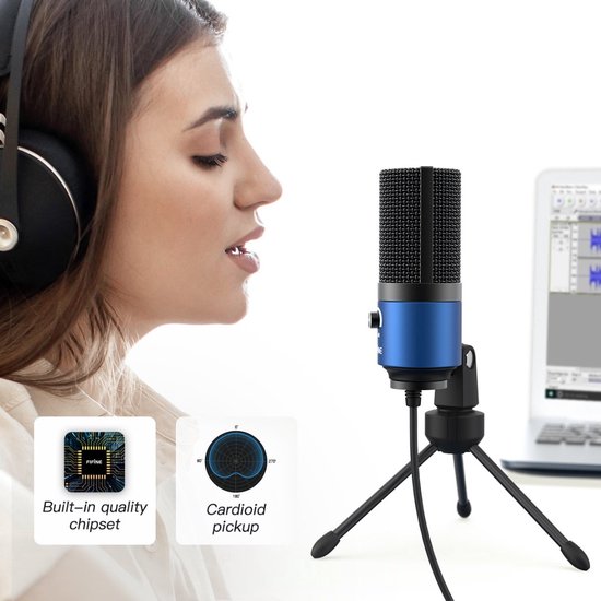 PiProducts Microfoon - Microfoon met standaard - Podcast - Usb Condensator - Opname Microfoon Voor Laptop - Windows - Cardioid - Studio Opname - Zang - Voice Over - YouTube - Fifine
