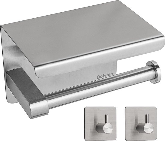 Toiletpapierhouder zonder boren, wc-rolhouder, zelfklevend, 304 SUS ro
