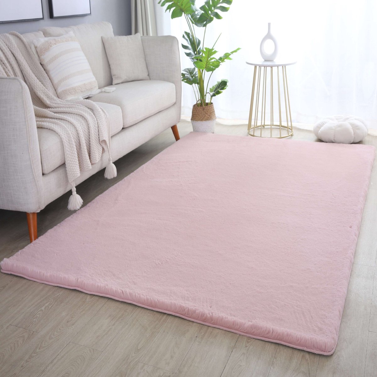 Flycarpets Teresa Hoogpolig Fluffy Vloerkleed - Roze - 80x250 cm