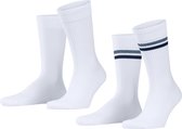 Esprit Tennis Stripe Lot de 2 paires de chaussettes en coton biologique à rayures durables pour hommes, blanc - Taille 39-42