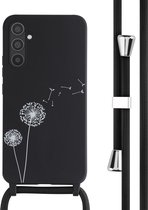 iMoshion Hoesje Geschikt voor Samsung Galaxy A34 (5G) Hoesje Met Koord - iMoshion Siliconen design hoesje met koord - Zwart / Dandelion Black