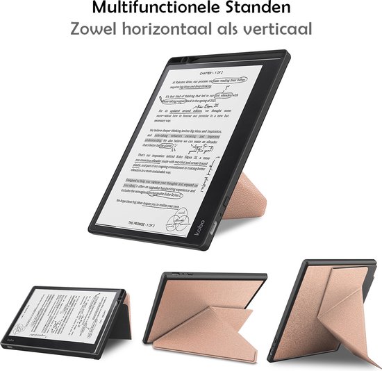 Hoesje Geschikt voor Kobo Elipsa 2E Hoes Bescherm Hoesje Case Sleep Cover Trifold - Hoes Geschikt voor Kobo Elipsa 2E Hoesje - Rosé Goud van Hoesje  — afbeelding 5
