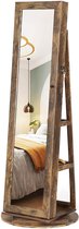 Rootz Colpitts Sieraden Spiegel - 360 Draaibaar - Afsluitbaar - Planken - Multifunctioneel - Vintage - Bruin - 54 x 54 x 161 cm