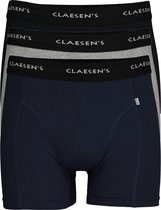 Claesen's Basics boxers (3-pack) - heren boxers lang - zwart - grijs en blauw - Maat: L