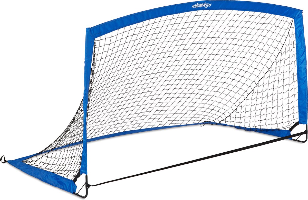 Opvouwbaar voetbaldoel voor tuin en park - kinderen en volwassenen - HBD: ca. 115x195x115 cm - met tas - blauw zwart